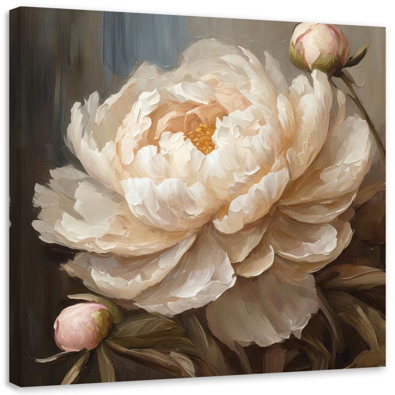 Obraz do salonu sypialni Feeby Piwonia Kwiat Malowany 60x60 cm 1szt