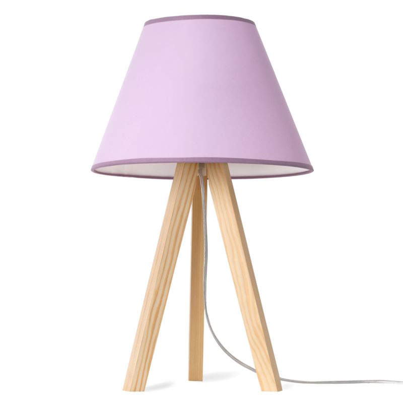 Lampa stołowa nocna trójnóg naturalny Light Home Pastel 1x E27 60W abażur fioletowy 1szt.