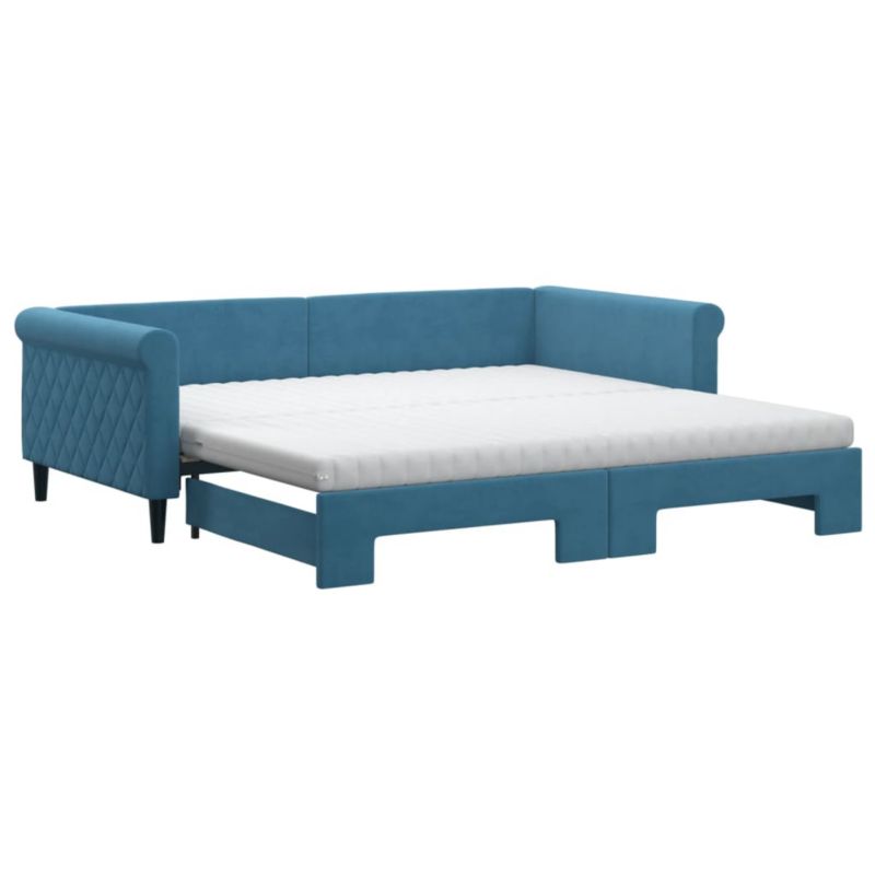 Sofa rozkładana WaszeMeble 100x200 cm Niebieski aksamit WM-3197801 1 szt.