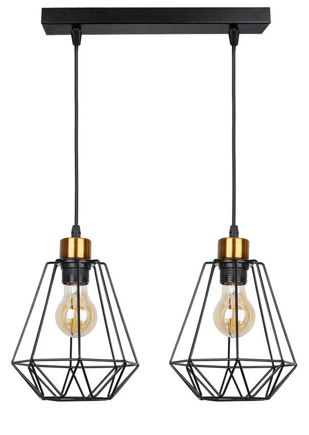 Czarno-złota lampa wisząca sufitowa na listwie 2-punktowa PRIMO metal