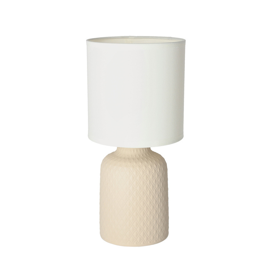 Beżowa lampa stołowa nocna do sypialni INER ceramika