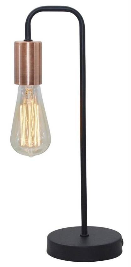 Czarna lampa stołowa nocna bez klosza do sypialni HERPE metal