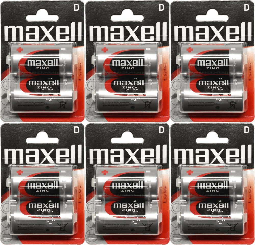 6x Bateria cynkowo-węglowa Maxell, R20, 2 sztuki