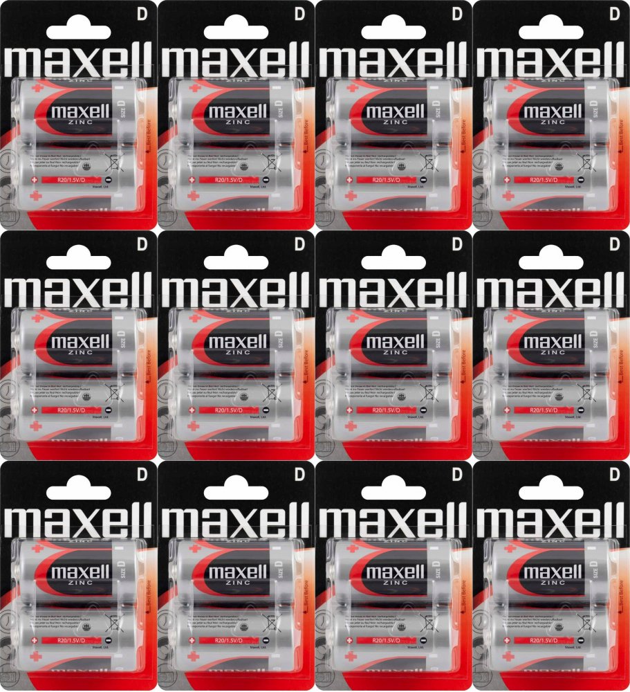 12x Bateria cynkowo-węglowa Maxell, R20, 2 sztuki