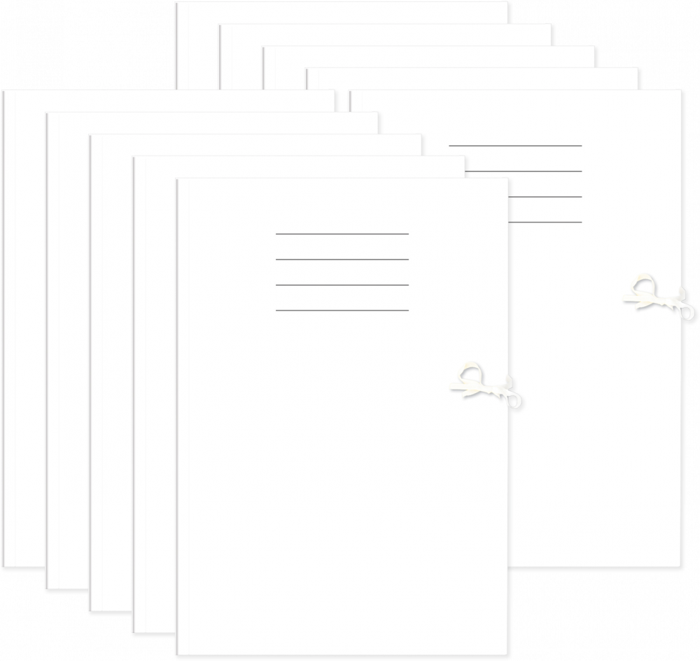10x Teczka wiązana z liniami Interdruk, A4+, papier kredowy, 350g/m2, biały
