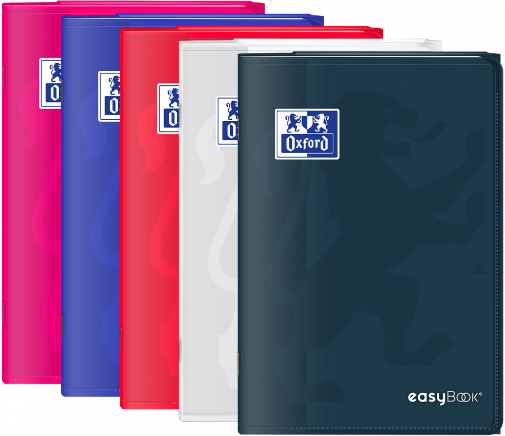 5x Zeszyt w kratkę Oxford easyBook, B5, 60 kartek, mix kolorów