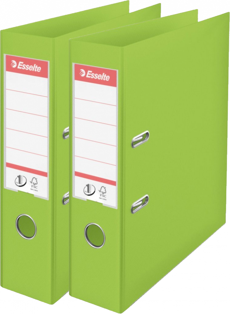 2x Segregator A4 Esselte Vivida No.1 Power, 75mm, do 500 kartek, 30% PP z recyklingu, zielony