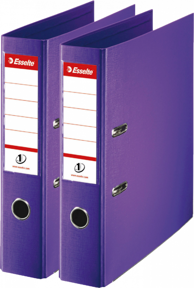 2x Segregator A4 Esselte No.1 Power, 75mm, do 500 kartek, 30% PP z recyklingu, fioletowy