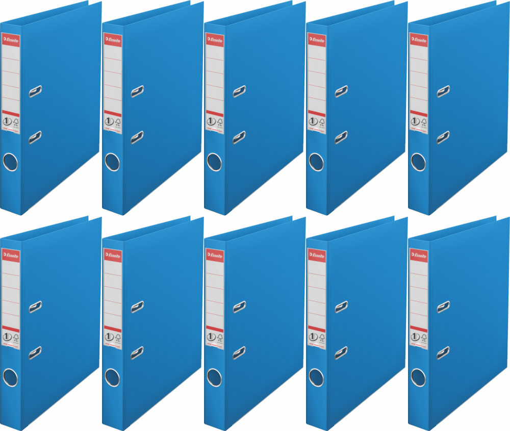 10x Segregator A4 Esselte Vivida No.1 Power, 50mm, do 350 kartek, 30% PP z recyklingu, niebieski