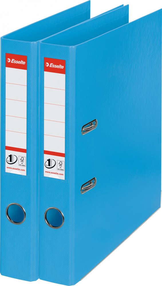 2x Segregator A4 Esselte No.1 Power, 50mm, do 350 kartek, 30% PP z recyklingu, jasnoniebieski