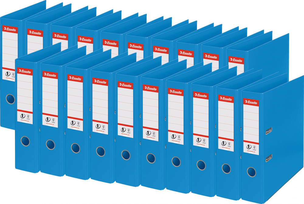 20x Segregator A4 Esselte Vivida No.1 Power, 75mm, do 500 kartek, 30% PP z recyklingu, niebieski
