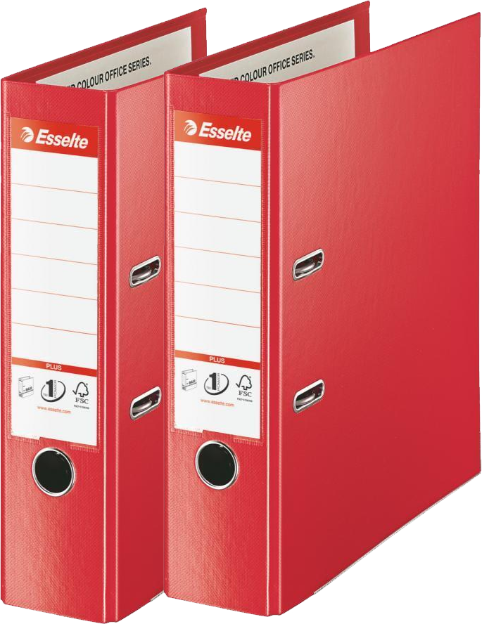 2x Segregator A4 Esselte No.1 Vivida Plus, 80mm, do 600 kartek, 30% PP z recyklingu, czerwony