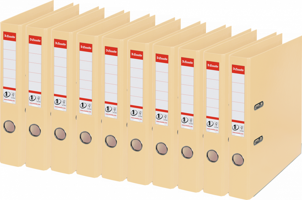 10x Segregator A4 Esselte No.1 Power, 50mm, do 350 kartek, 30% PP z recyklingu, beżowy