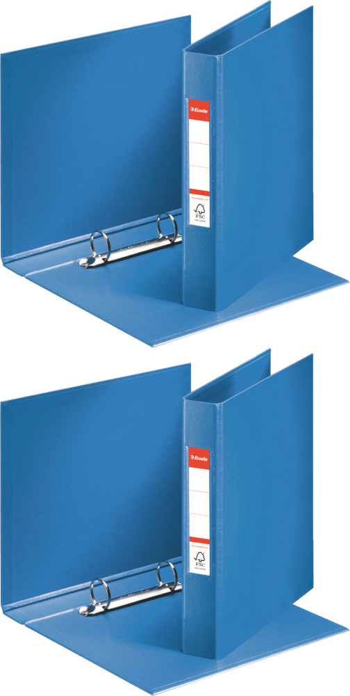 2x Segregator Esselte Vivida, A5, 42mm, do 190 kartek, 2 ringi, 30% PP z recyklingu, niebieski