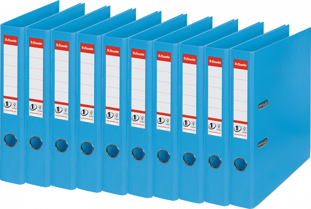 10x Segregator A4 Esselte No.1 Power, 50mm, do 350 kartek, 30% PP z recyklingu, jasnoniebieski