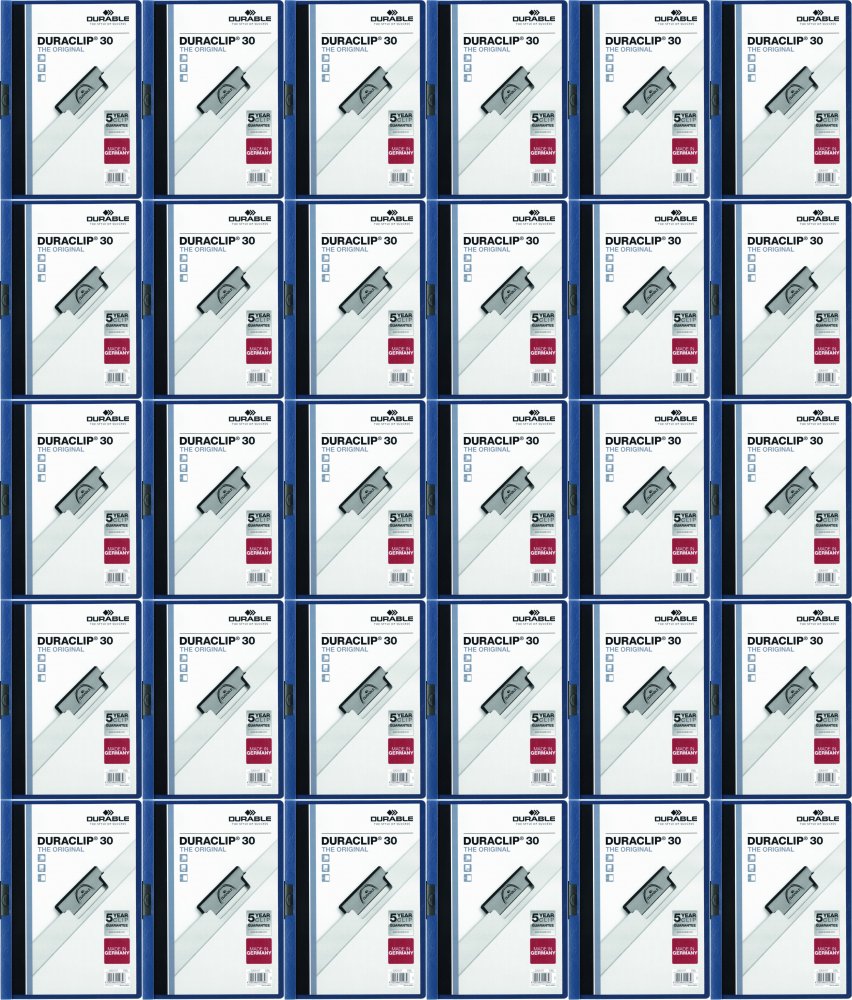 50x Skoroszyt plastikowy z klipsem Durable Duraclip, A4, do 30 kartek granatowy