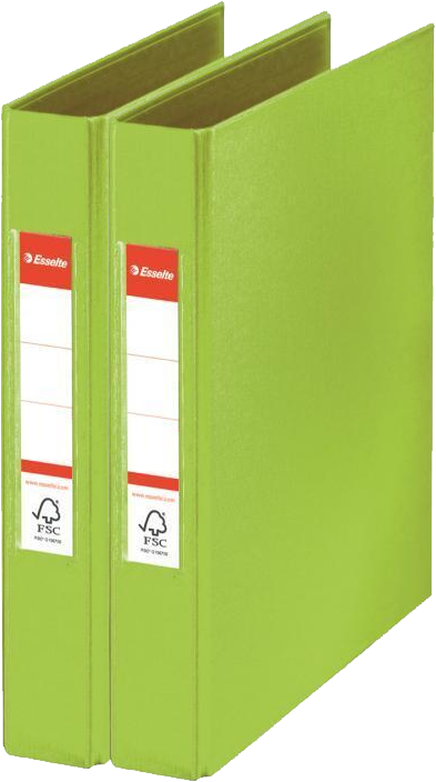 2x Segregator Esselte Vivida, A5, 42mm, do 190 kartek, 2 ringi, 30% PP z recyklingu, zielony