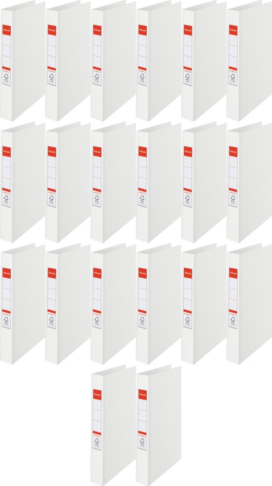 20x Segregator Esselte Vivida, A4, 42mm, do 190 kartek, 2 ringi, 30% PP z recyklingu, biały