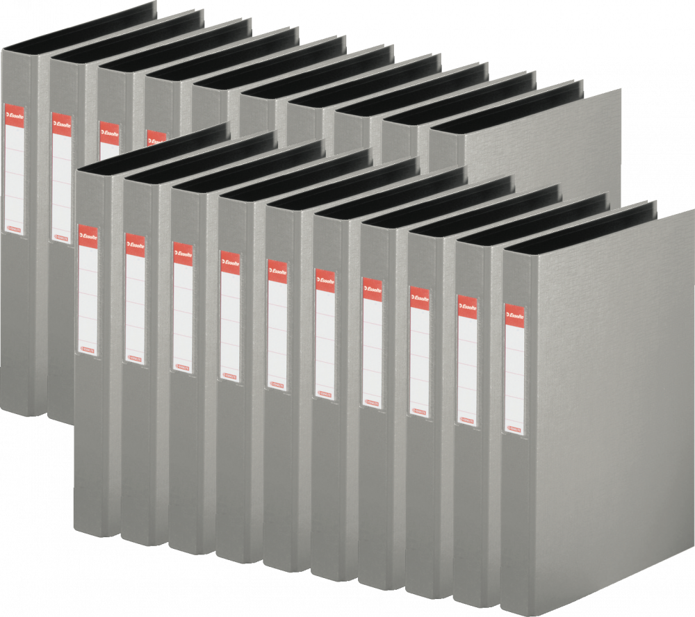 20x Segregator Esselte Vivida, A4, 42mm, do 190 kartek, 2 ringi, 30% PP z recyklingu, szary