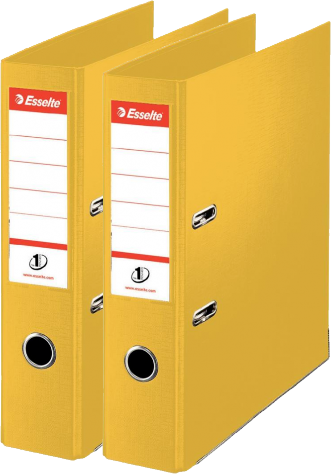 2x Segregator A4 Esselte No.1 Power, 50mm, do 350 kartek, 30% PP z recyklingu, żółty