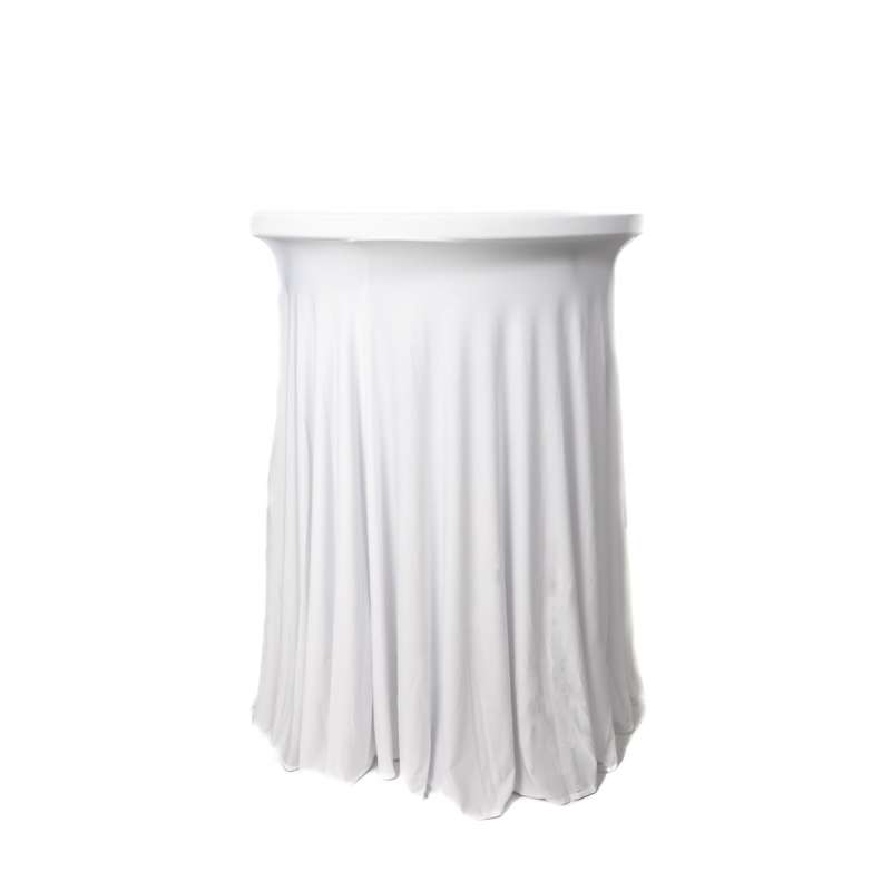 Pokrowiec elastyczny skirting biały na stolik koktajlowy Fi80cm