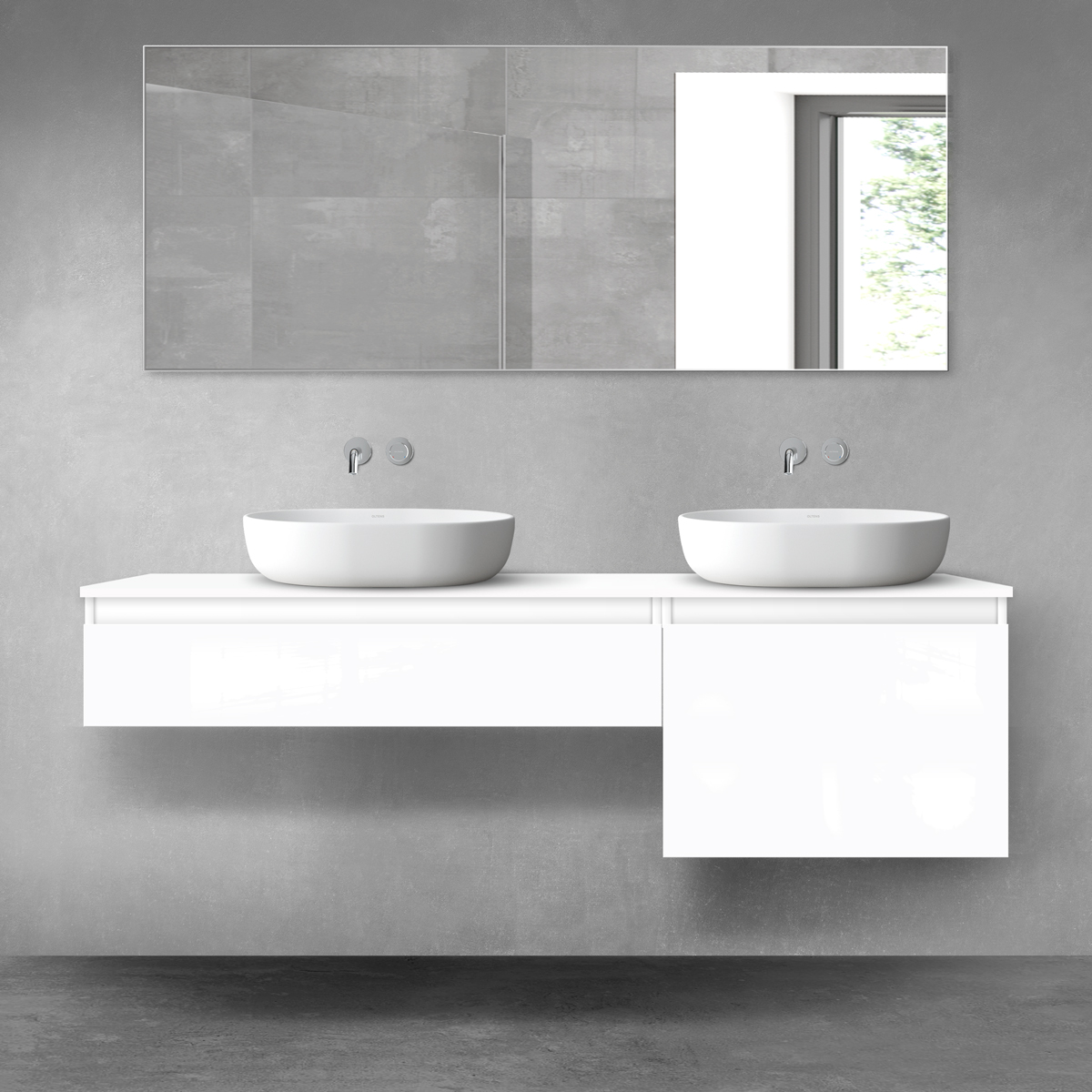 Oltens Vernal zestaw mebli łazienkowych 160 cm z blatem biały połysk 68343000 - Wysyłka w 24h