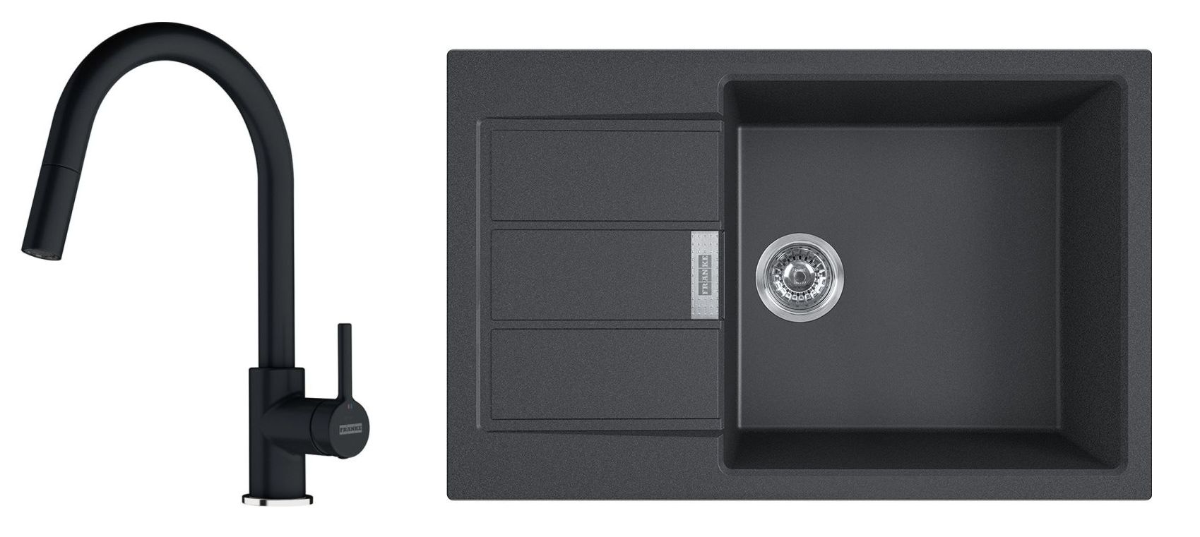 Zestaw Franke Sirius 20 zlewozmywak z baterią kuchenną Lina Pull-Out onyx (1430618577, 1150626055)