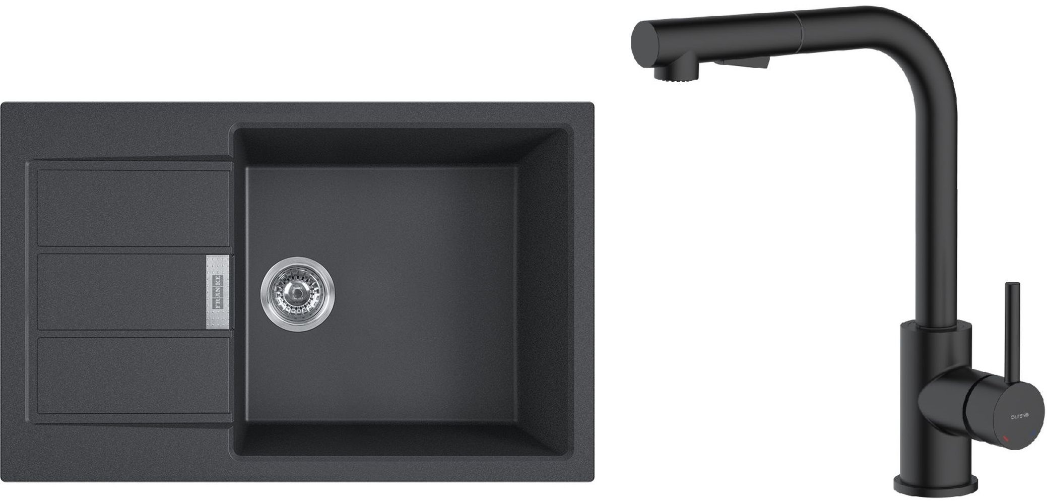 Zestaw Franke Sirius 20 S2D 611-78 XL zlewozmywak 78x50 cm z baterią kuchenną Oltens Myvat onyx/czarny mat (1430618577, 35205300)