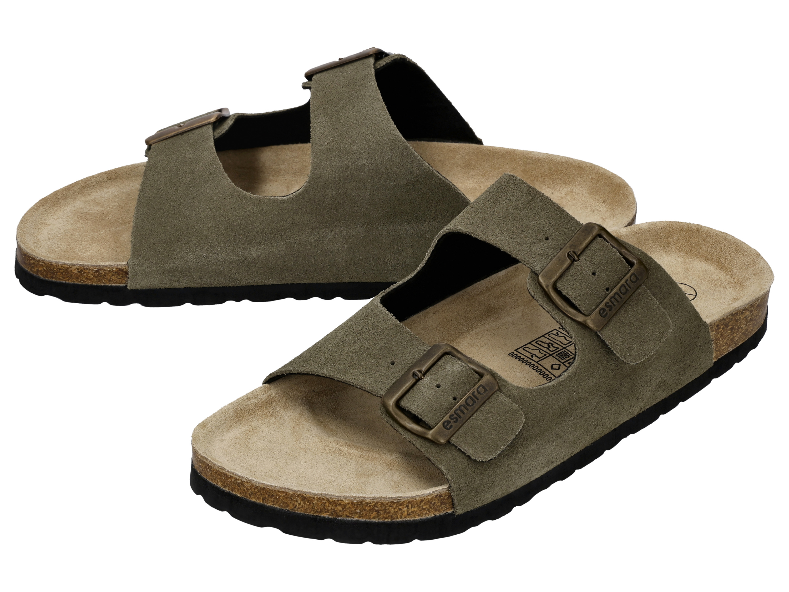 Esmara MEN Klapki skórzane męskie Khaki, 46