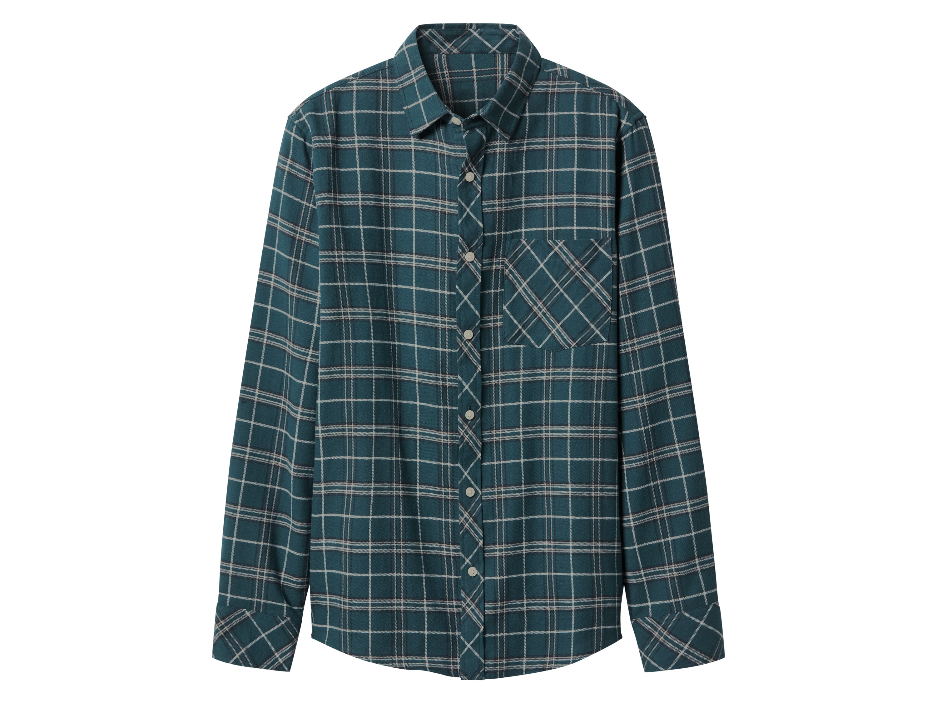 esmara Men Koszula flanelowa męska z bawełny Zielony/kratka, XL 43/44