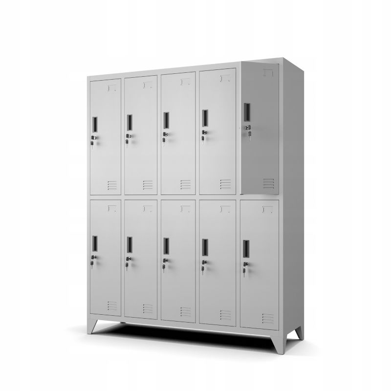 Szafa Muralo Metalowa BHP Socjalna Szkolna na Siłownie Jasny szary 10 Skrytek 136x172x45 cm 1 szt.