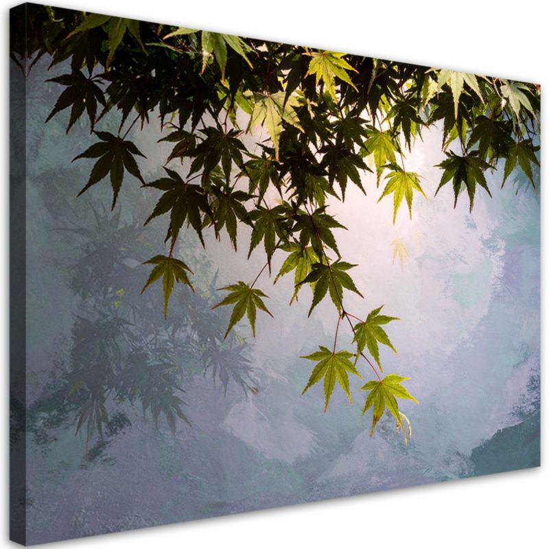 Obraz do salonu sypialni kuchni biura Feeby Zielone liście klonu 45x30cm 1szt