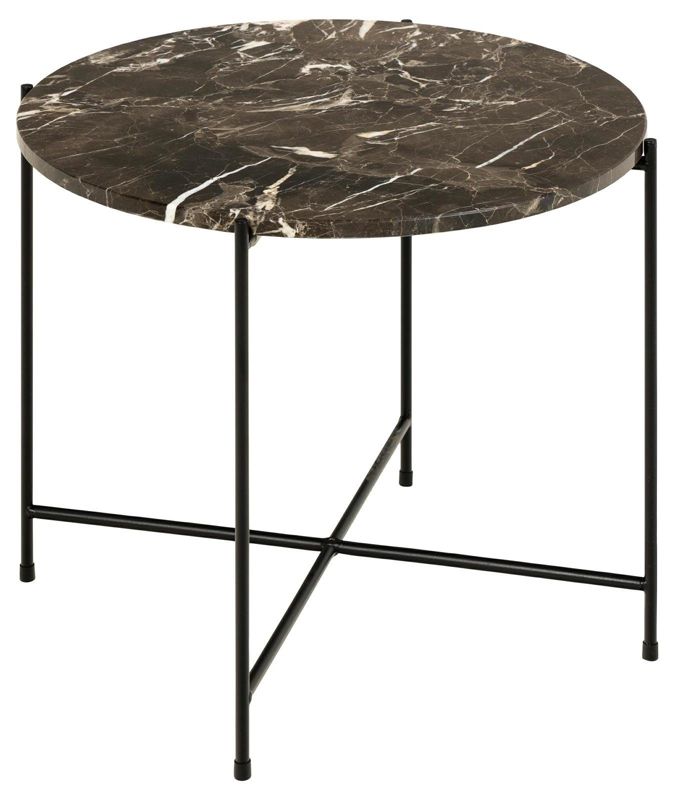 Stolik kawowy Avila okrągły niski ACTONA marmurowy brązowy nowoczesny glamour do salonu 52 cm 1 szt.
