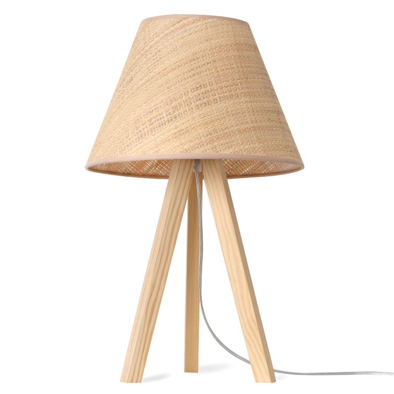 Lampa stołowa nocna trójnóg naturalny Light Home Rattan 1x E27 60W abażur 1szt.