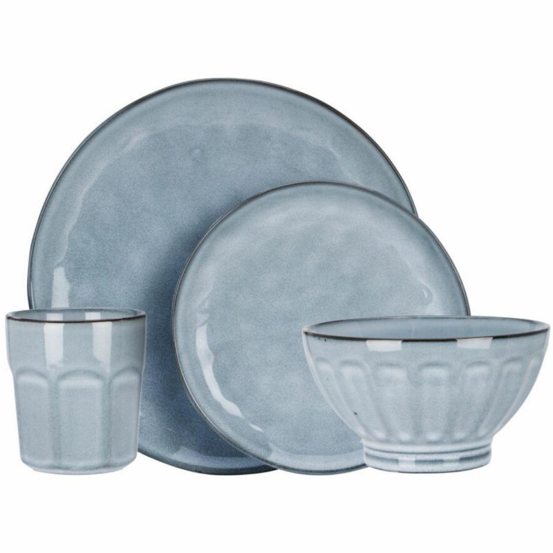 Zestaw obiadowy Soft Blue HowHomely 16-elementowy z kamionki 1 kpl.