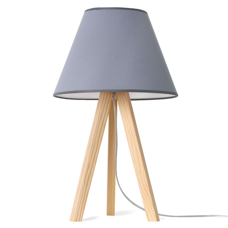Lampa stołowa nocna trójnóg naturalny Light Home Gaja 1x E27 60W abażur ciemny szary 1szt.