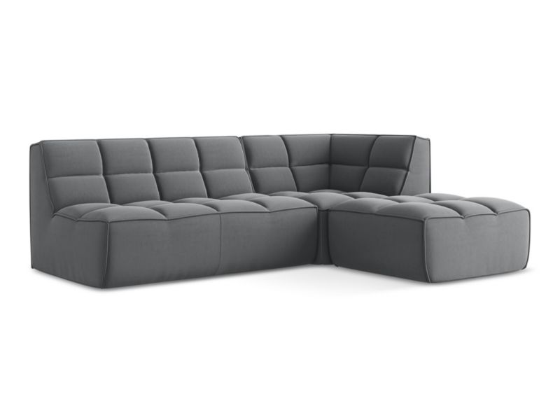 Modułowy narożnik uniwersalny LaMiaSofa BELLUNO z tkaniny welwetowej 258x178 cm stalowy 1 szt.