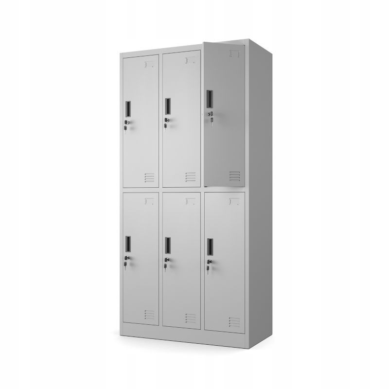 Szafa Muralo Metalowa BHP Socjalna Szkolna na Siłownie Jasny Szary 6 Skrytek 185x90x45 cm 1 szt.