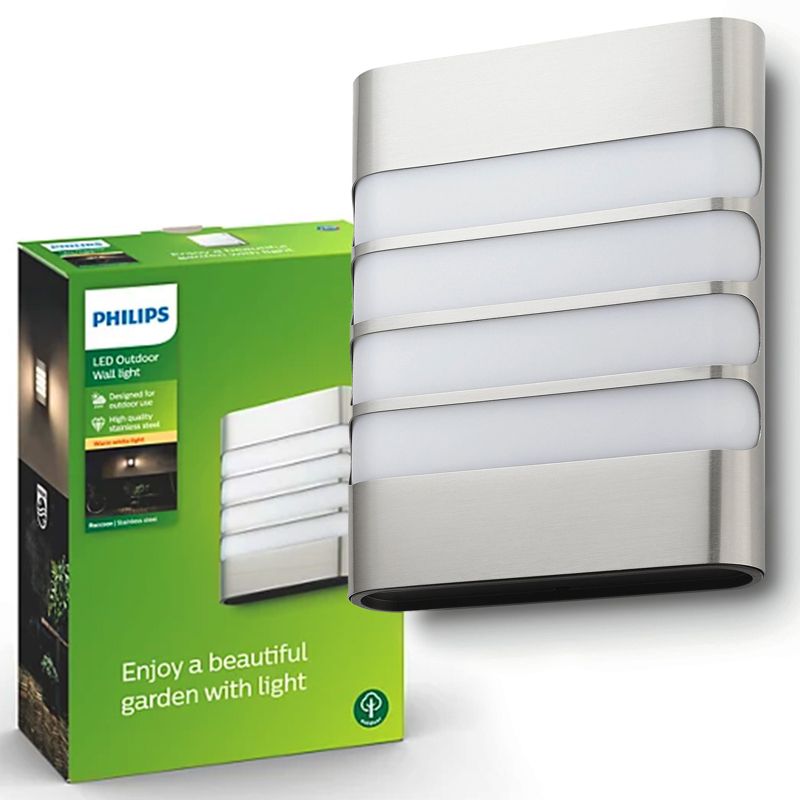 Kinkiet Ogrodowy Raccoon Philips Lampa Elewacyjna Zewnętrzna LED 3W 270lm 2700K IP44 Srebrna 1 szt.