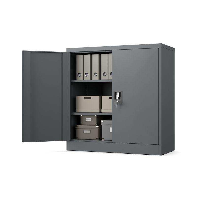 Szafa Muralo Metalowa Na Akta Komoda na Klucz Antracytowa Stal 90x90x40 cm 1 szt.