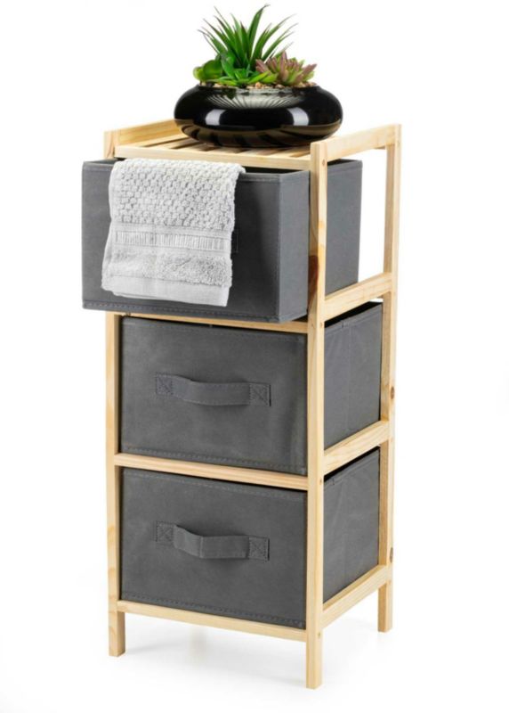 Regał HowHomely drewniany z trzema szufladami 65cm 1 szt.
