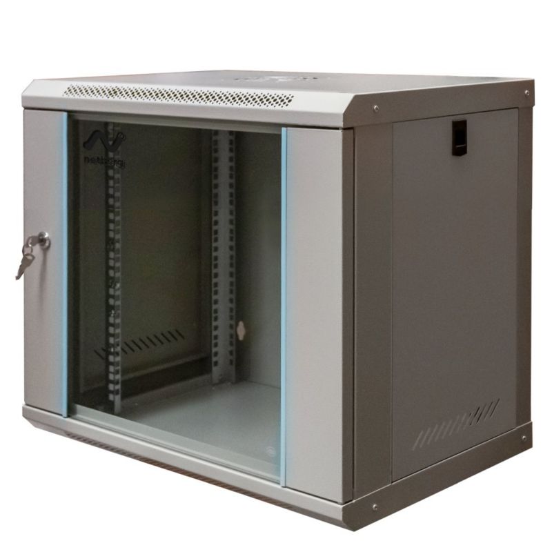 Szafa rack NETBERG 19" 9U 450x600x400mm wisząca szara otwierane boki 1szt.