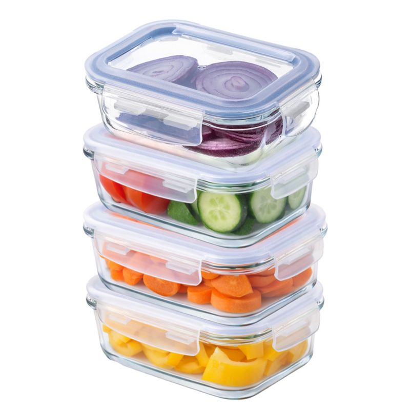 Pojemnik Na Żywność KADAX Szklany 370ml Z Pokrywką Pudełko Śniadaniówka Lunchbox 4 szt.