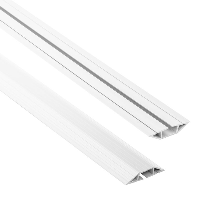 Listwa kablowa maskująca PCV 80mm QUEST, maskownica kabli, 3 kanały, trapezowa - 200 cm, biały, 1 szt.