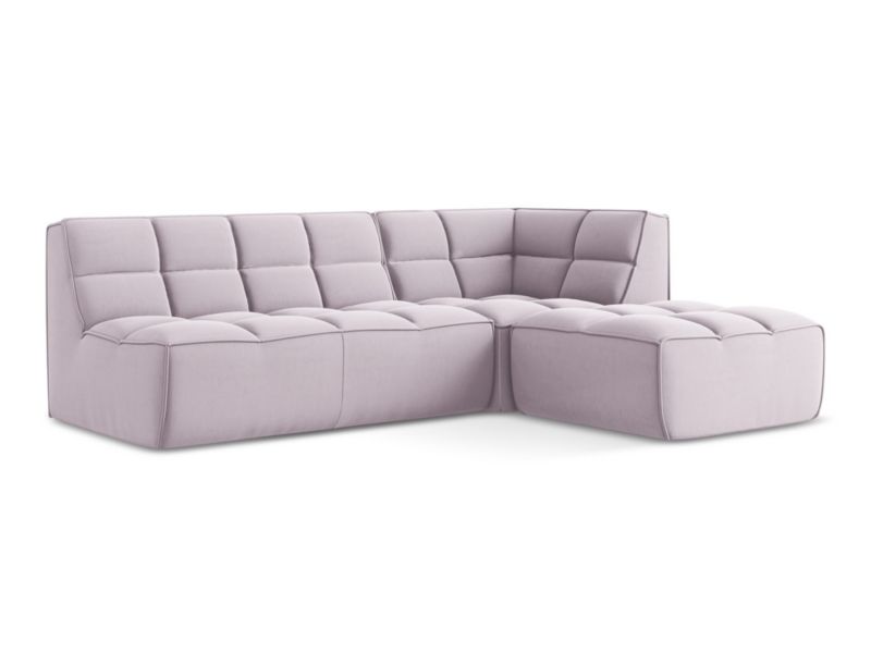 Modułowy narożnik uniwersalny LaMiaSofa BELLUNO z tkaniny welwetowej 258x178 cm lawendowy 1 szt.