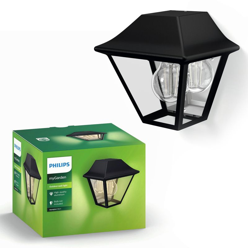 Kinkiet Ogrodowy Alpenglow Philips Lampa Elewacyjna Zewnętrzna Latarnia E27 IP44 Czarna 1 szt.