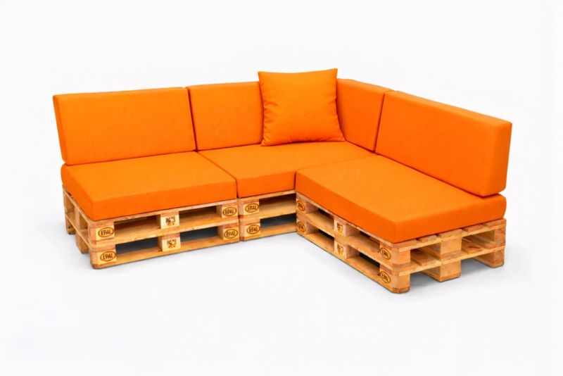 Komplet 8 sztuk poduszek ogrodowych na palety Setagrden 3x120x50cm /3x120x40cm+60x40cm,pomarańczowe dwustronne poduszki, 1szt