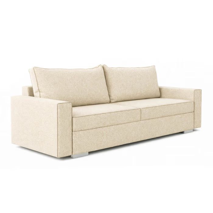Sofa Mebel Elite DRAVOS Rozkładana Kanapa z Funkcją Spania Dwuosobowa Do Salonu Kremowa 1szt