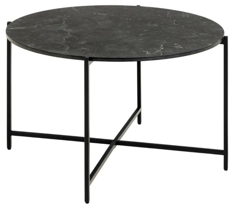Stolik kawowy Lamoine okrągły ACTONA 70 cm czarny marmur nowoczesny loft do salonu 1 szt.