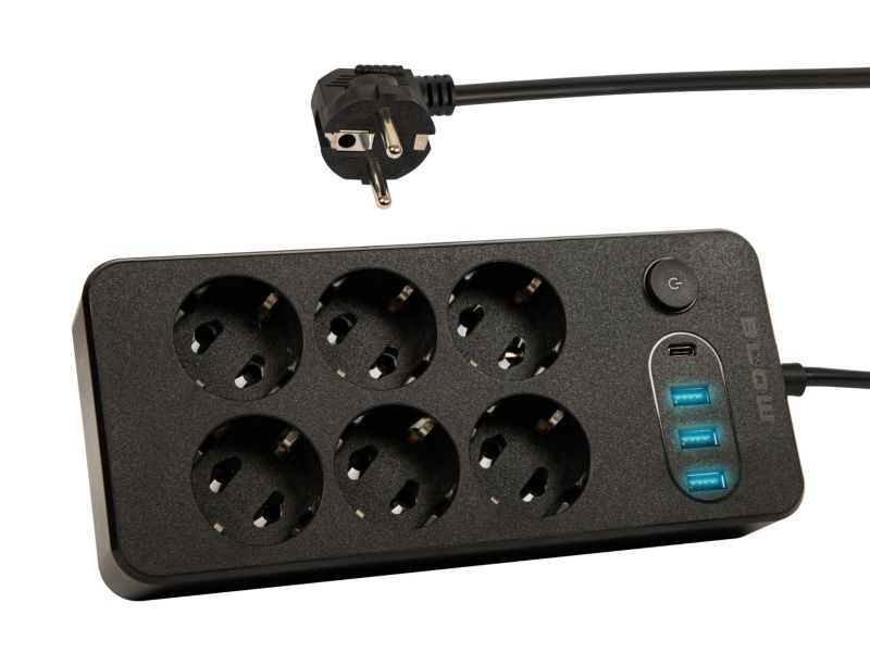Przedłużacz BLOW listwa zasilająca włącznik 3x USB 6 gniazd 5m typ-C ładowarka 1 szt.